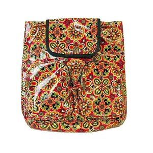 Braciano Backpack Tote Bright Multi‎ Colors Vinyl Texture Lined Pockets Boho